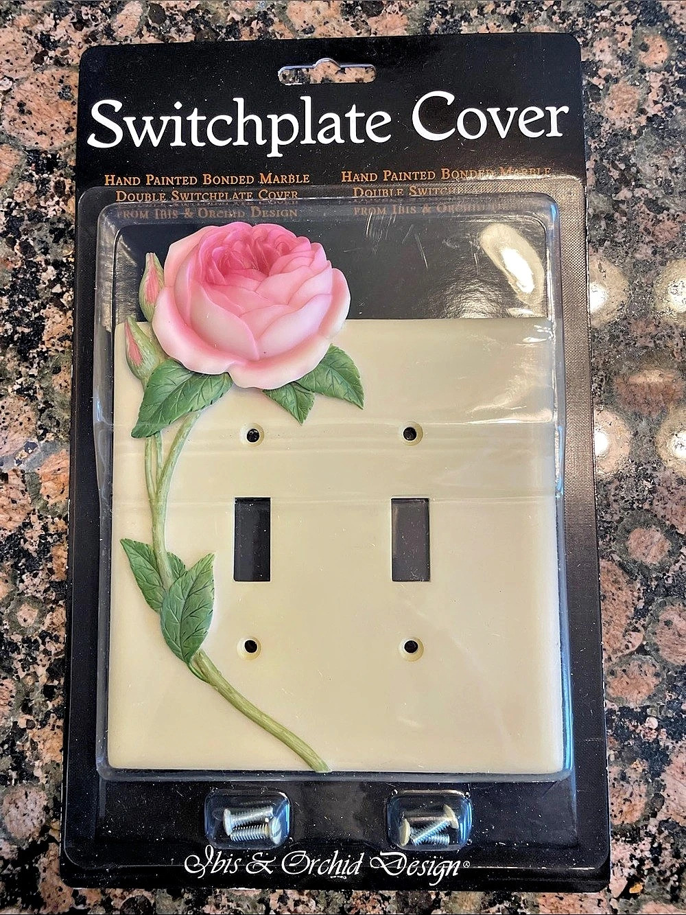 Ibis & Orchid Design English Rose Double Switchplate Cover, Cream & Pink